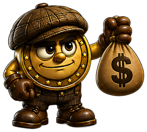 Bob holding a money bag